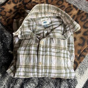 Linen blend plaid button down, slim fit size large